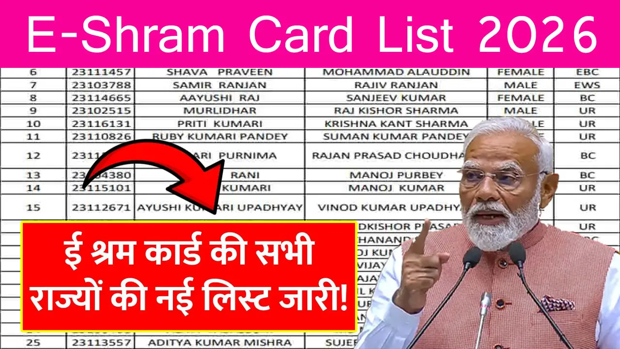 E Shram Card List 2026 - ई श्रम कार्ड लिस्ट में अपना नाम कैसे देखें