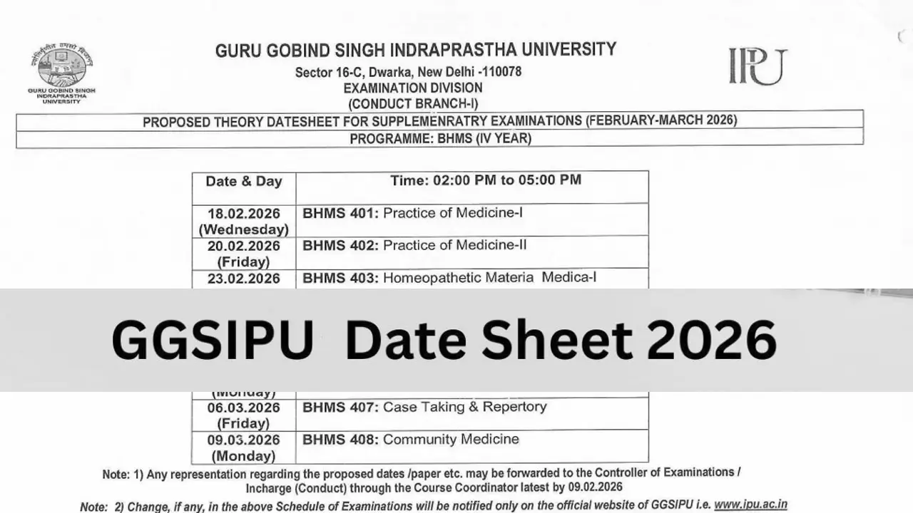 GGSIPU Date Sheet 2026 Announced for MD & BHMS @ ipu.ac.in &ndash; Download Practical Schedule PDF