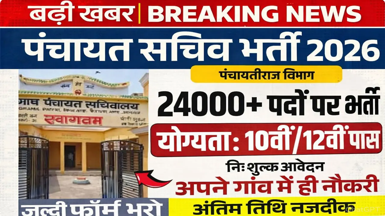 Gram Panchayat Sachiv Bharti 2026 Apply Online for 24,000+ Panchayat Sachiv Posts (10th/12th Pass Eligible)