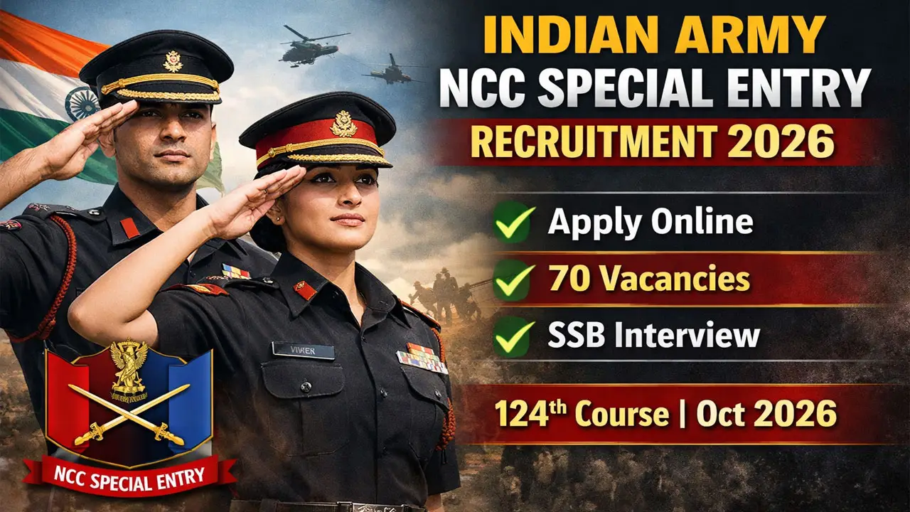 Indian Army NCC Special Entry Recruitment 2026 &ndash; Apply Online for 70 SSC (Non-Technical) Posts | Notification, Eligibility  SSB Details
