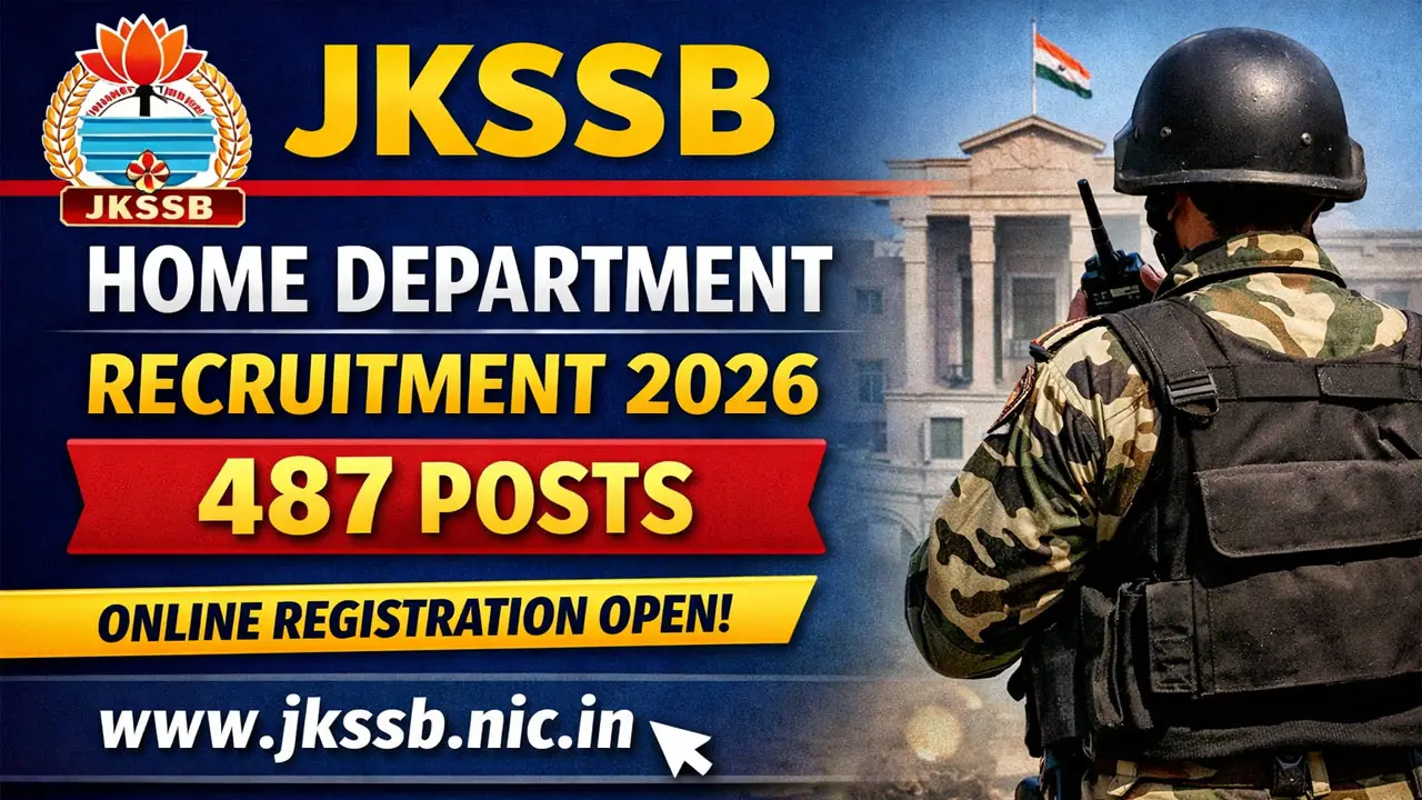 JKSSB Home Department Recruitment 2026: Online Registration Open for 487 Posts at jkssb.nic.in