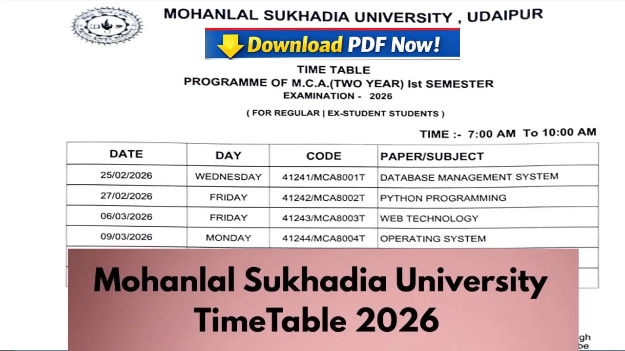 MLSU Time Table 2026 PDF Download For MCA @ mlsu.ac.in - Check Exam Dates Here