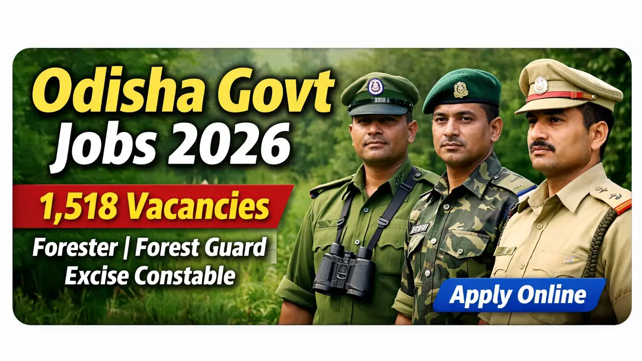 Odisha Govt Job 2026: Apply Online for 1,518 Forester, Forest Guard & Excise Constable Posts