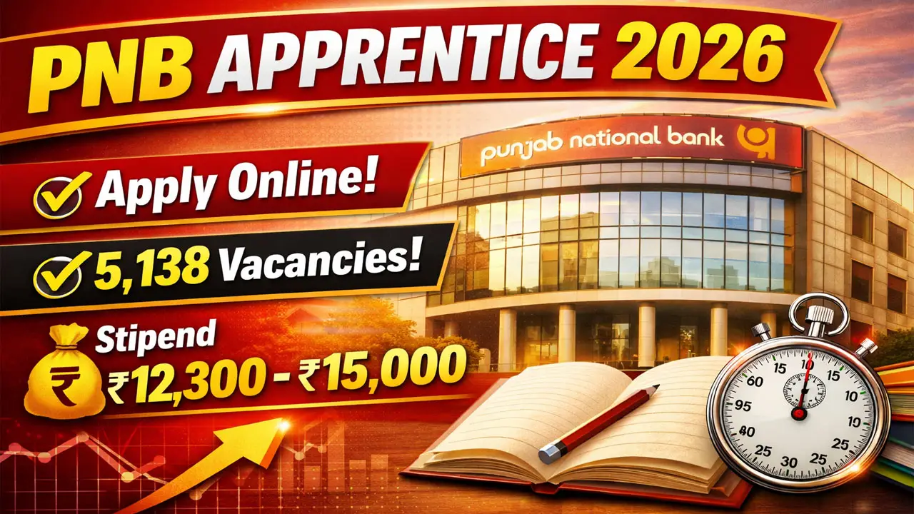PNB Apprentice Recruitment 2026: Apply Online for 5,138 Posts, Eligibility, Fees, Exam Pattern & Stipend