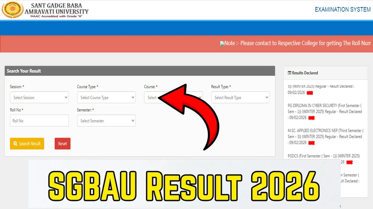 SGBAU Result 2026 Link Out &ndash; Check Sant Gadge Baba Amravati University UG & PG Results at sgbau.ucanapply.com