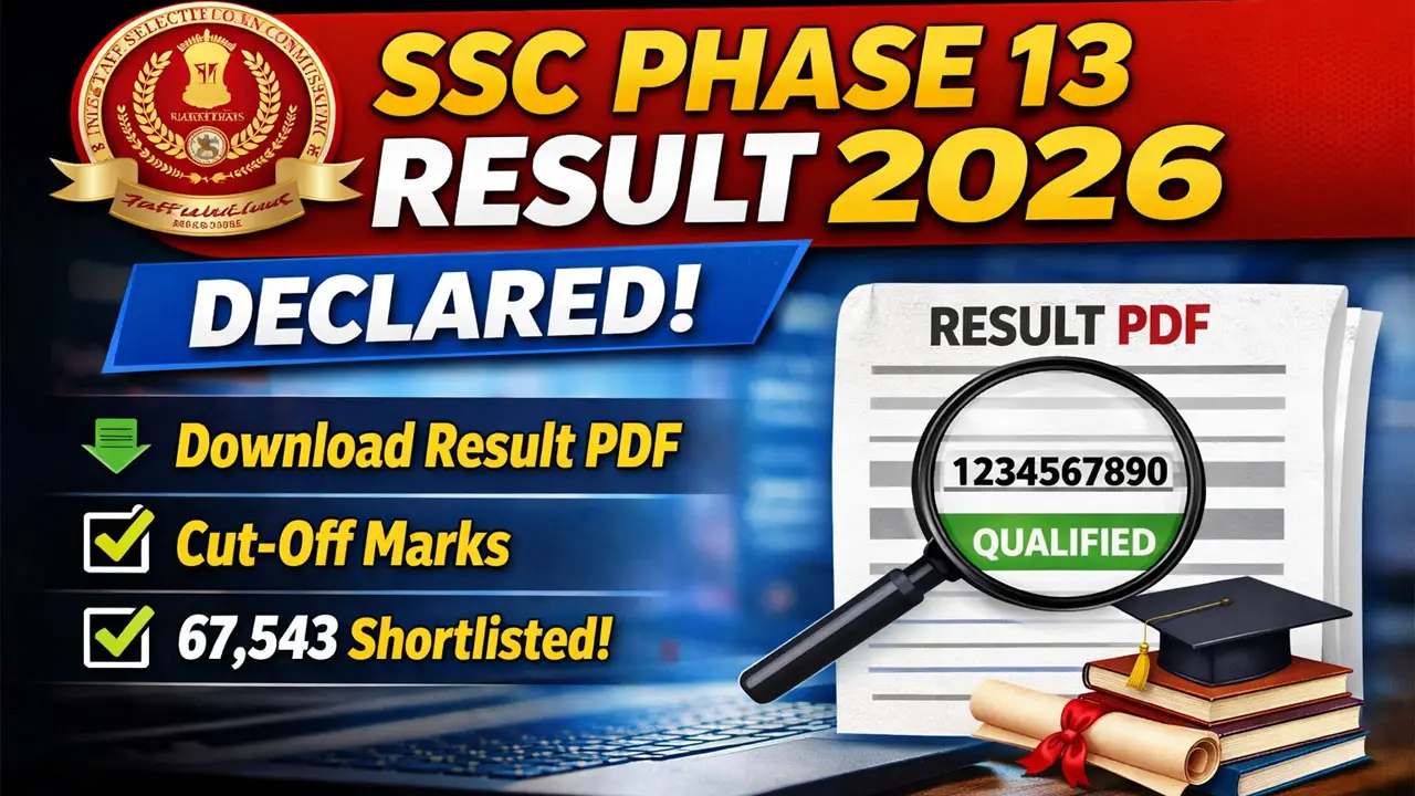 SSC Phase 13 Result 2026 OUT &ndash; Selection Post Result PDF, Cut Off Marks & DV Process