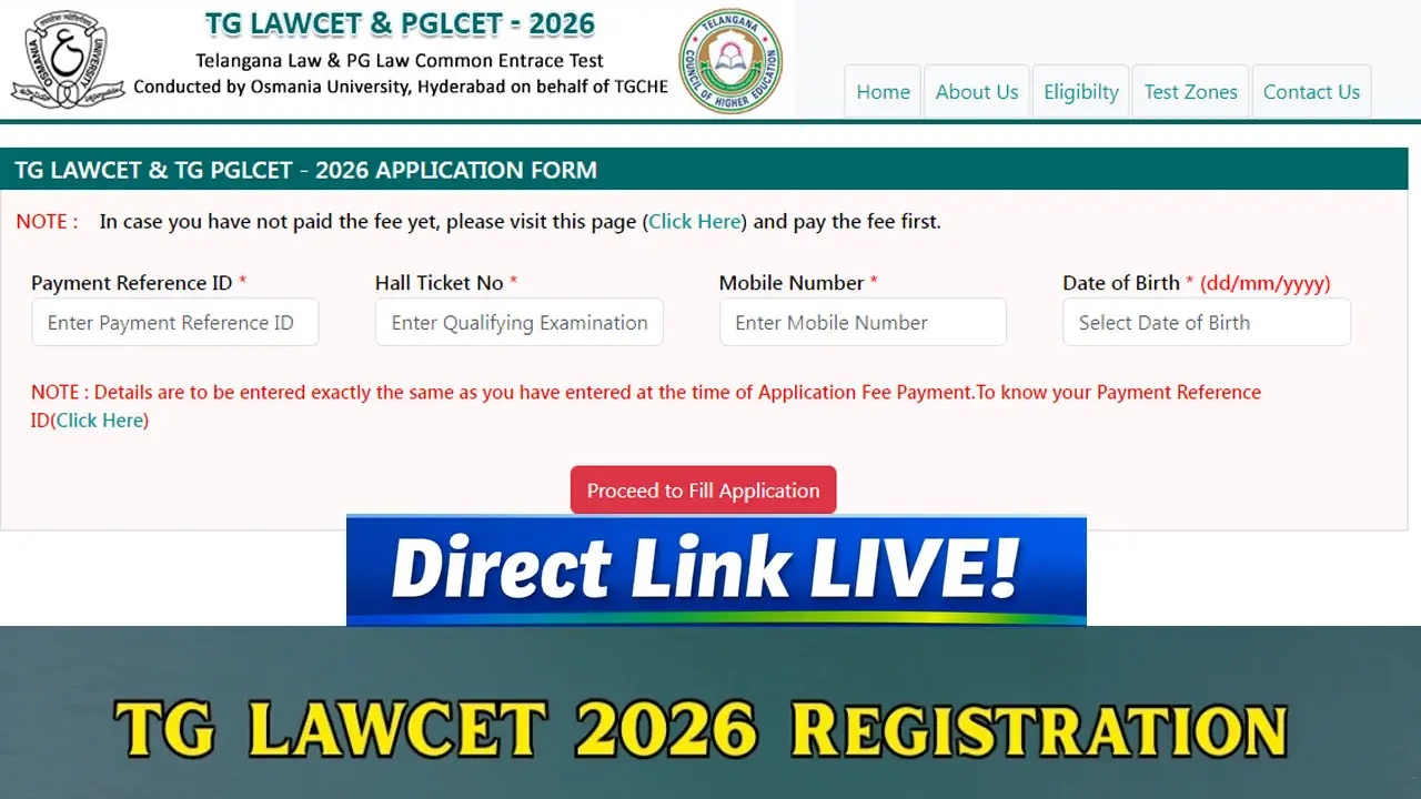 TG LAWCET 2026 Registration Started at lawcet.tsche.ac.in &ndash; Check Exam Date, Eligibility, Fees & Apply Online