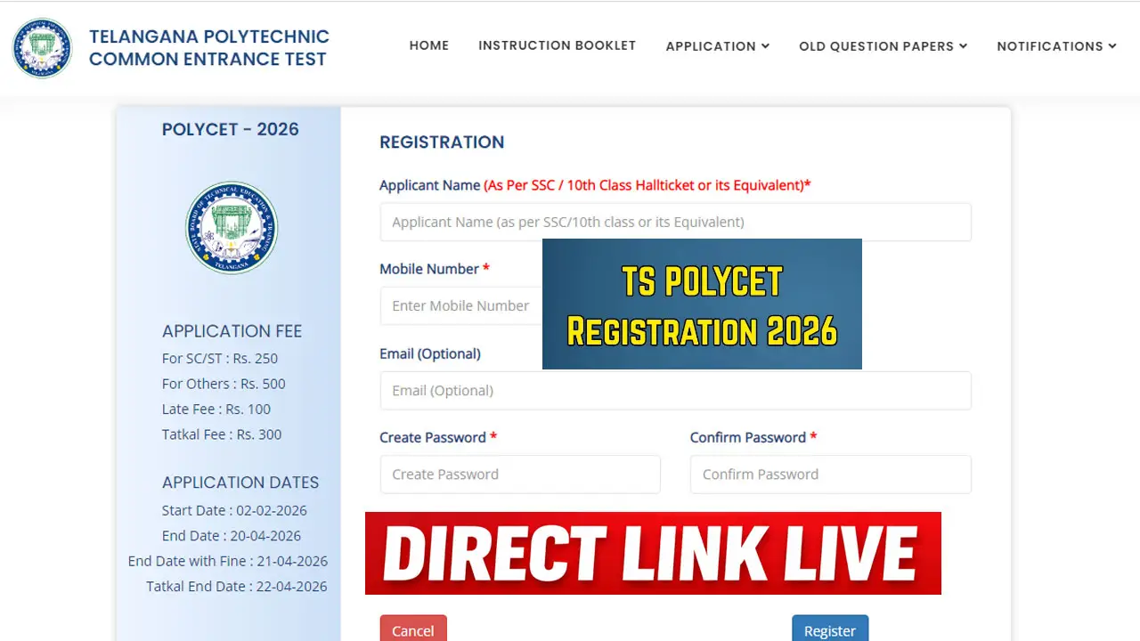 TS POLYCET 2026 Registration Begins : Application Form, Eligibility Criteria, Important Dates