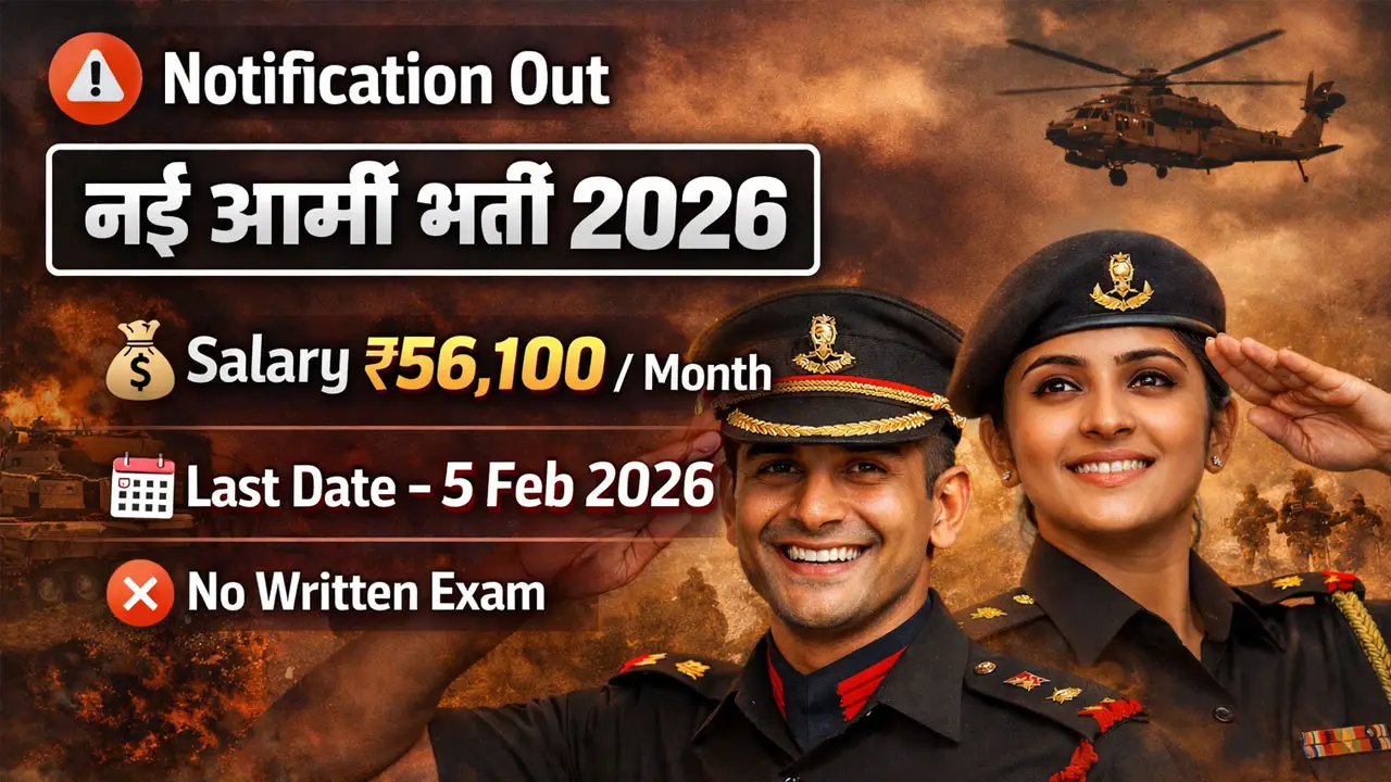 Indian Army Recruitment 2026 - इन्डियन आर्मी में बिना लिखित परीक्षा के आई सीधी भर्ती, 4 फरवरी तक करें आवेदन