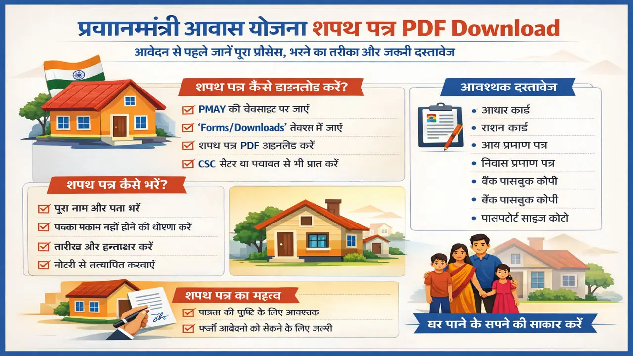 प्रधानमंत्री आवास योजना शपथ पत्र PDF Download 2026 - PM Awas Yojana Affidavit PDF Download in Hindi 2026