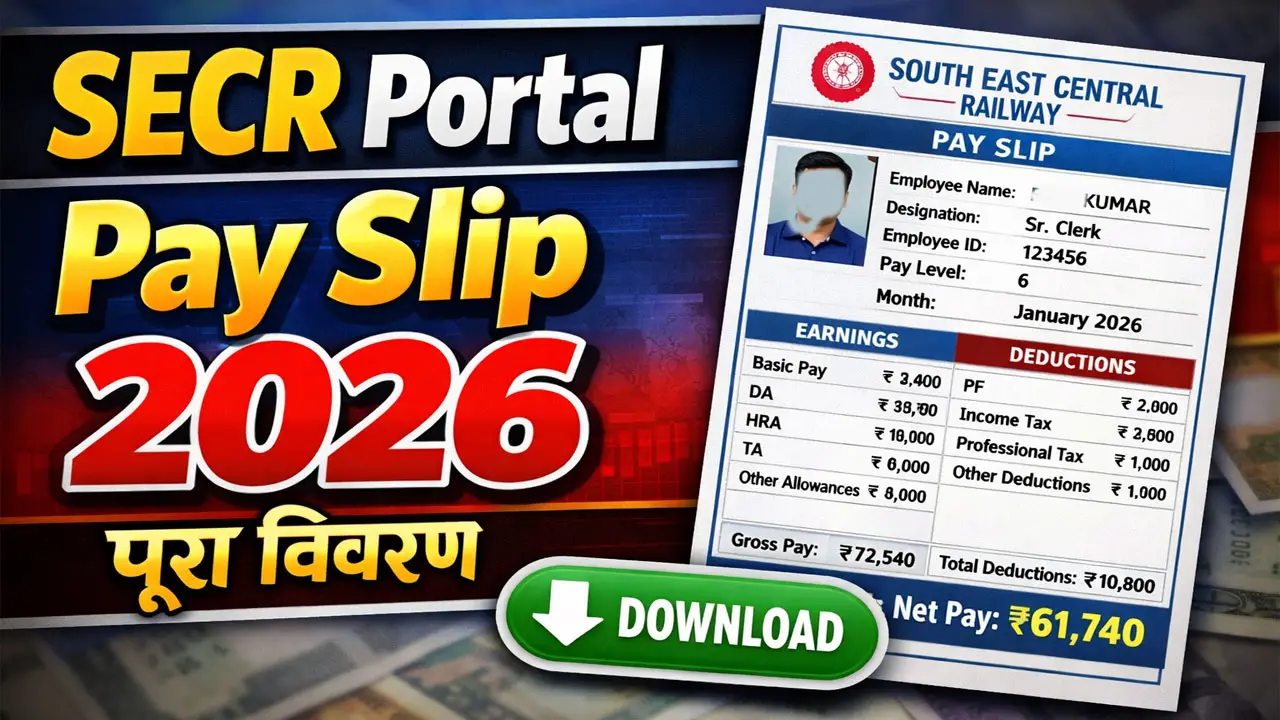 SECR Portal Pay Slip 2026 Download @ secr.indianrailways.gov.in Salary Slip